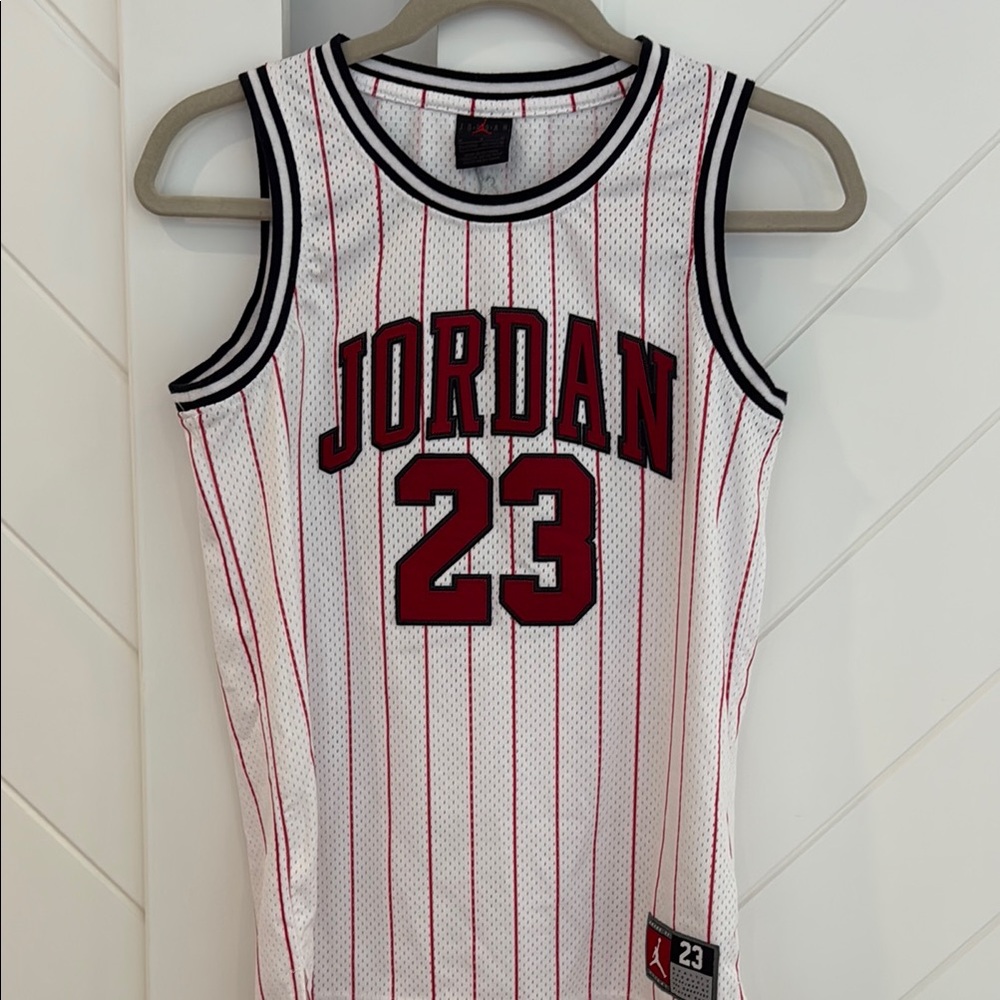 Jordan 23 White and Red Striped Jersey